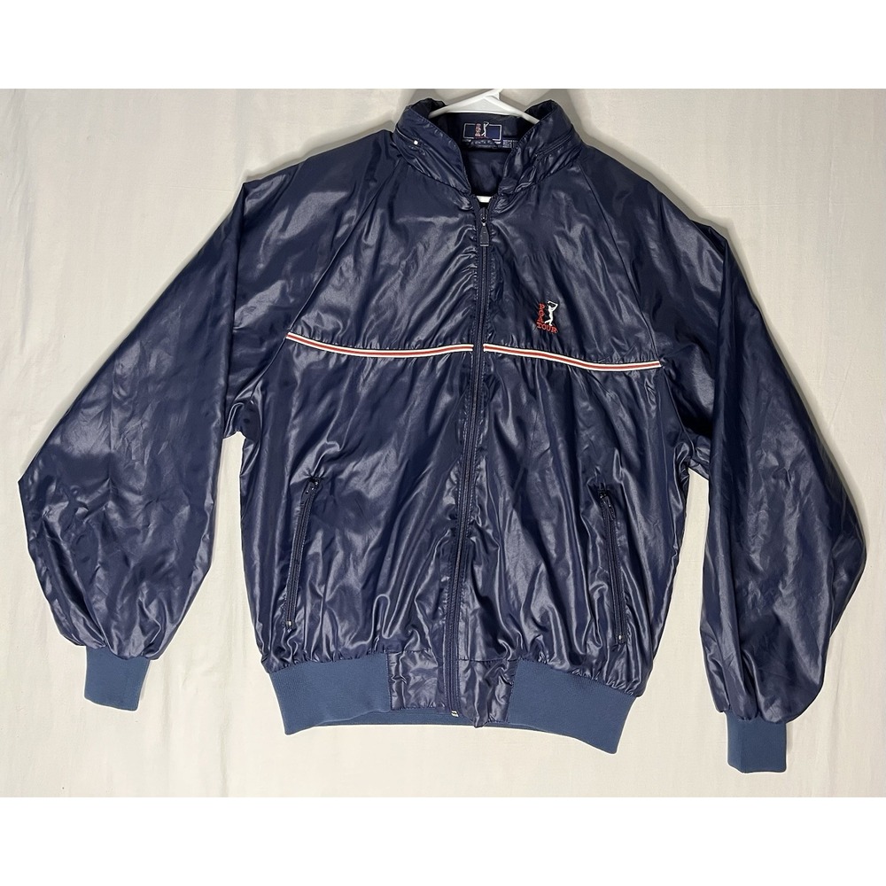 Vintage Ram Golf PGA Tour Bomber Jacket Men's Size Large Blue Full Zip Hood